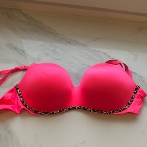 Victoria's Secret Hot Pink Bra with Leopard Accent